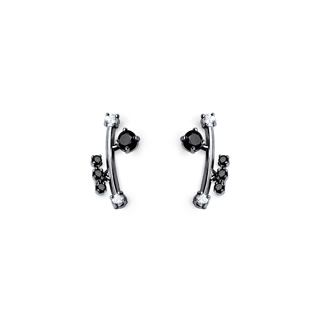 Ivy 3rd Sister Earrings [Black/White gems]