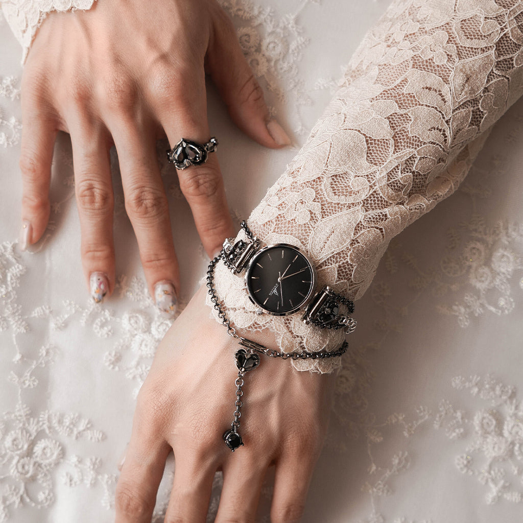 Love Song No.2 Watch with Chain [Black gems]