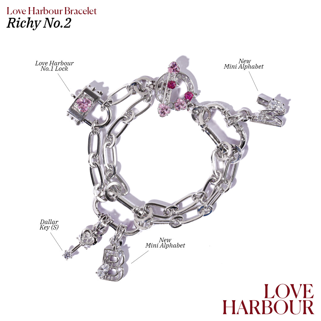 Richy Love Harbour Bracelet [Pink gems/White gold]