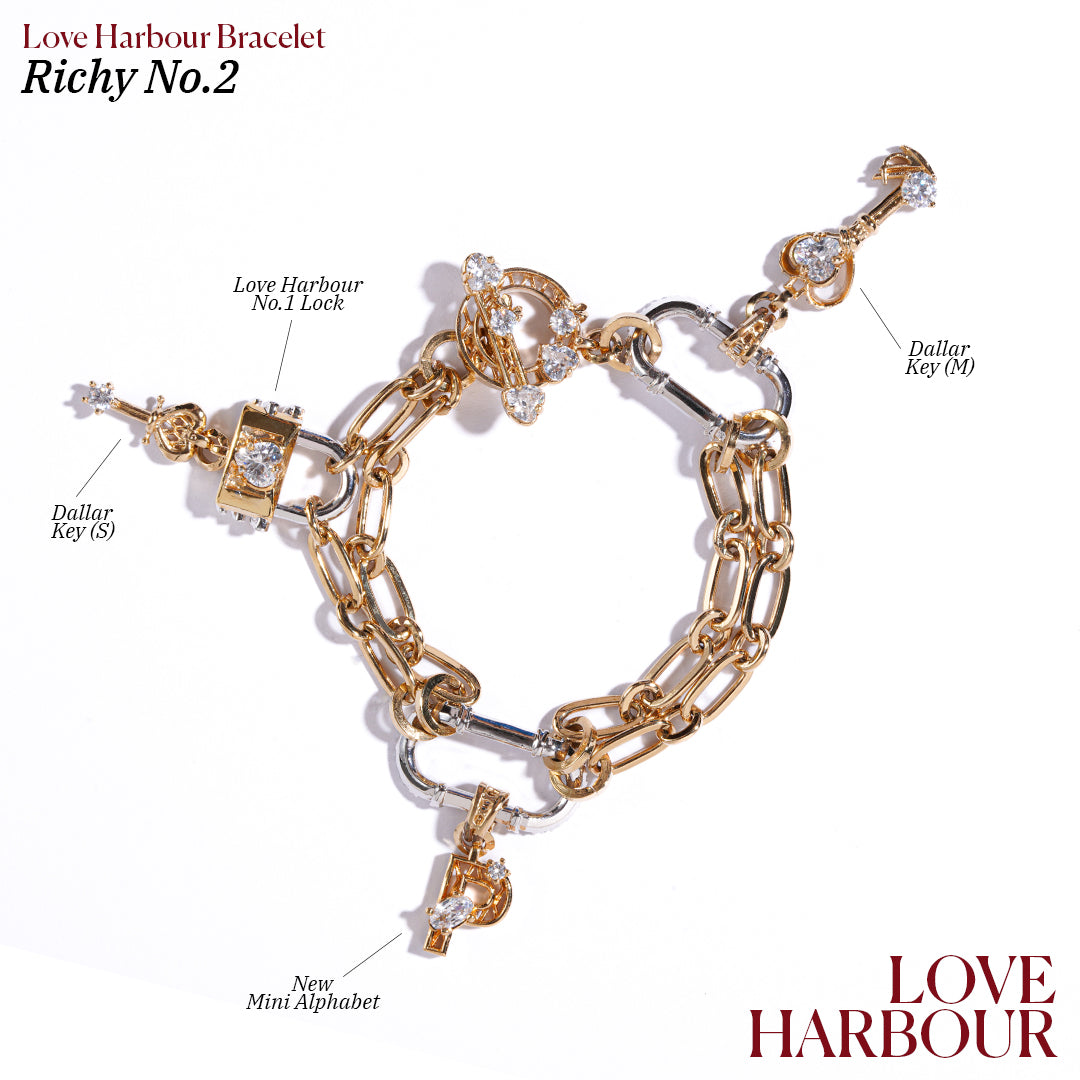 Richy Love Harbour Bracelet [White gems/Yellow gold]