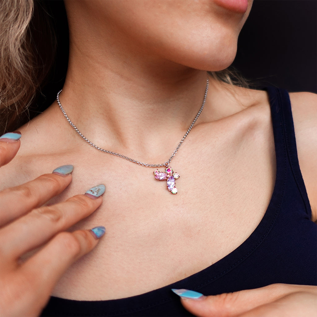 Butterfly Necklace [Unicorn/Lavender/Pink gems]