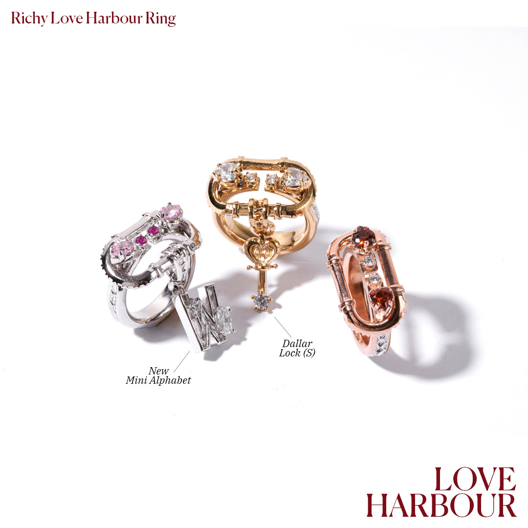Richy Love Harbour Ring [White gems/Yellow gold]