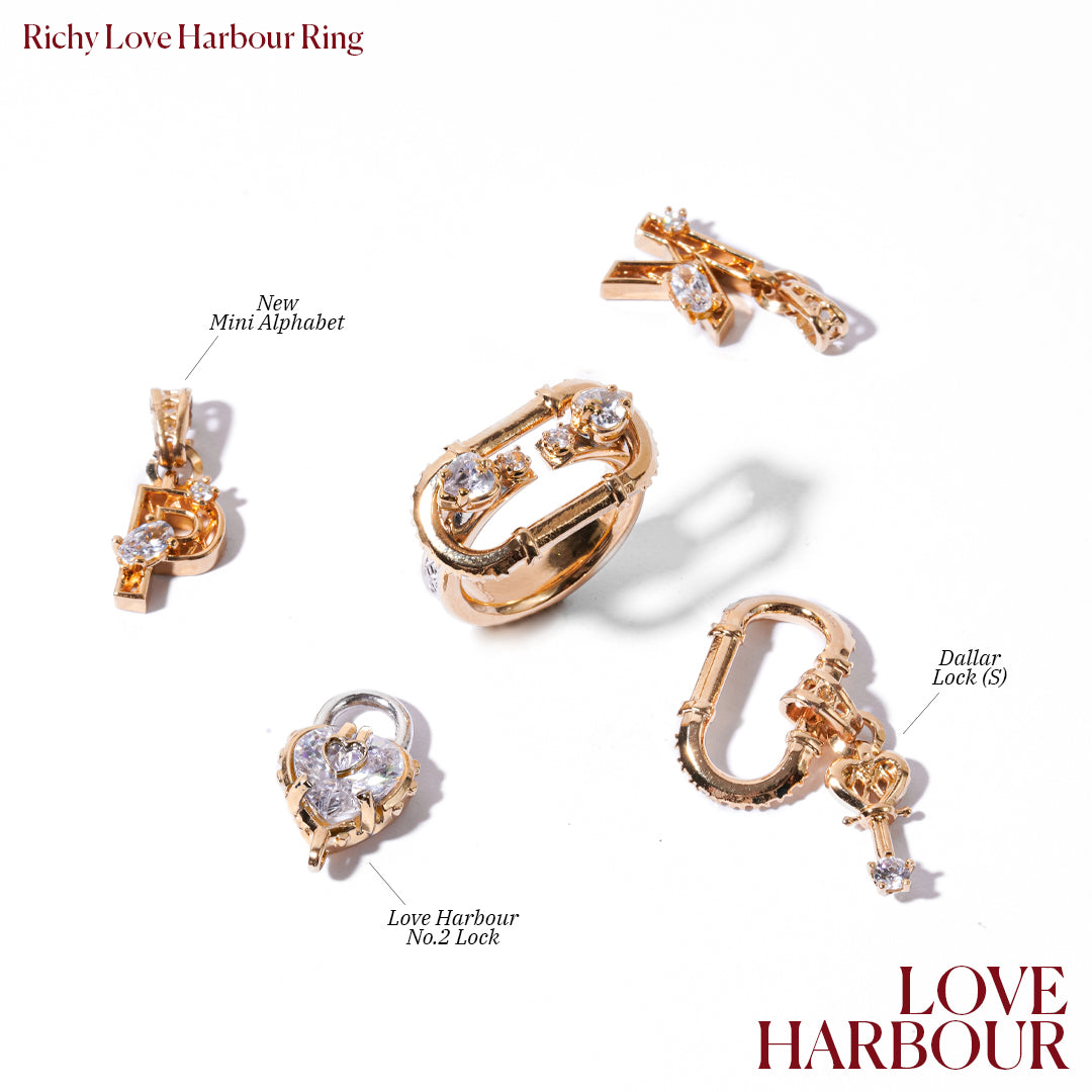 Richy Love Harbour Ring [White gems/Yellow gold]