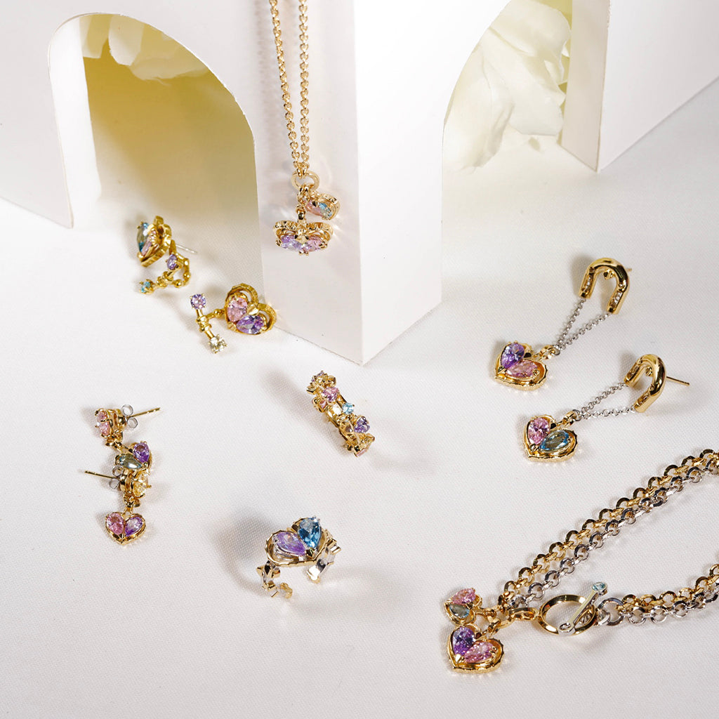 Love Song No.2 Necklace [Pastel gems/Yellow gold]