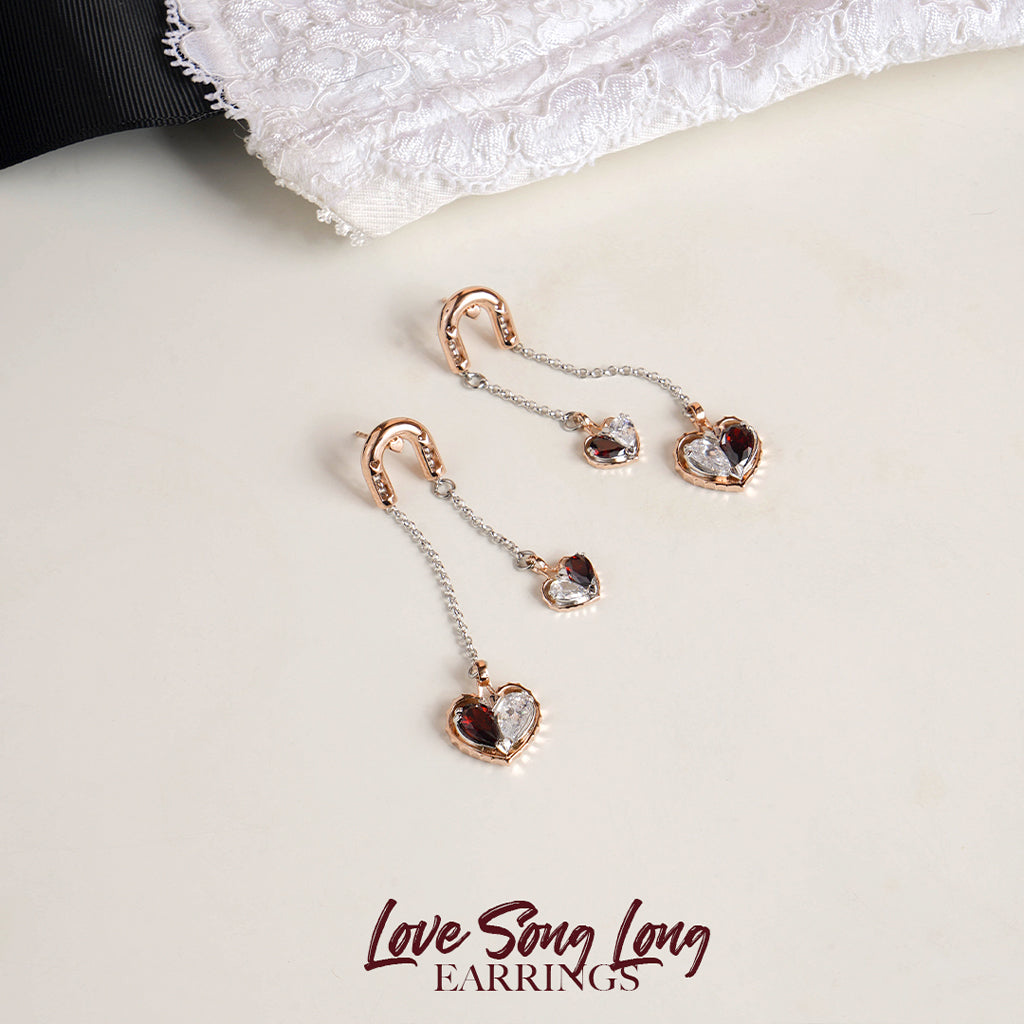 Love Song Long Earrings [Red gems]