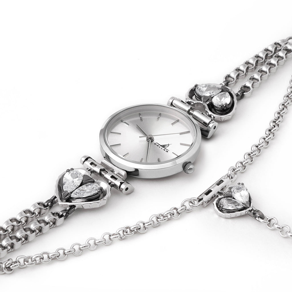 Love Song No.1 Watch with Chain [White gems]