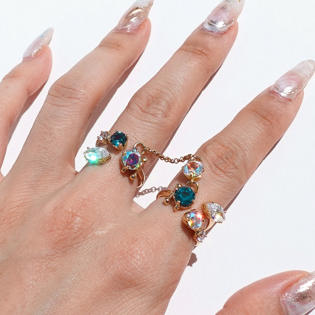 Pixie Dust Ring with Chain [Ariel/Unicorn gems]