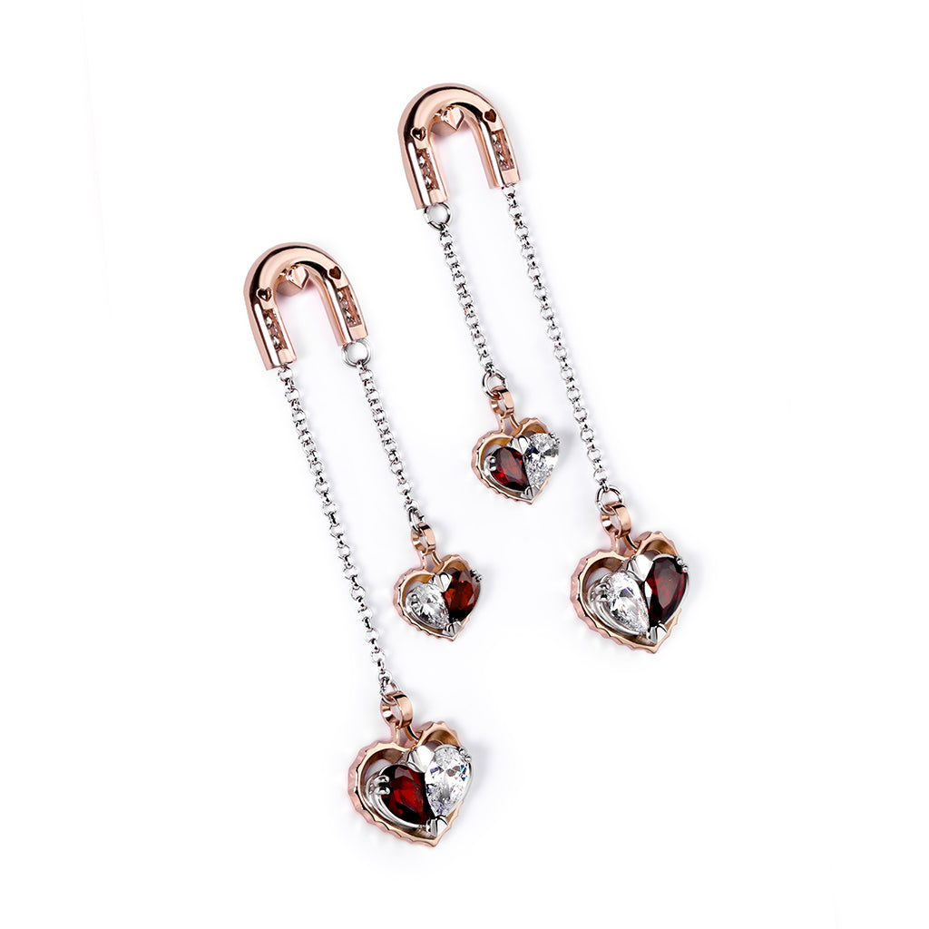 Love Song Long Earrings [Red gems]
