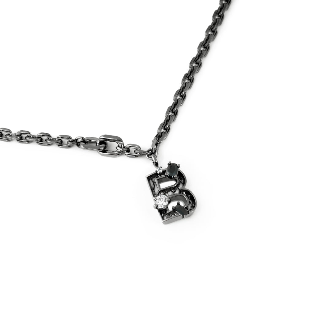 New Alphabet B Bracelet [Black/White gems]