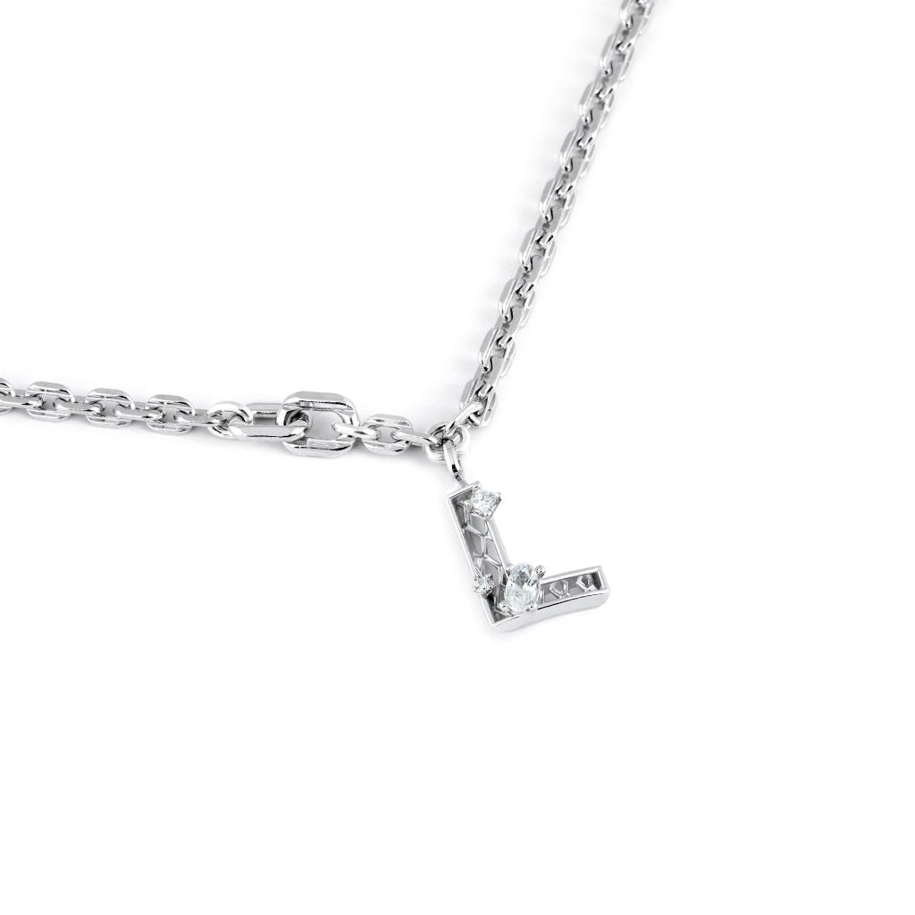 New Alphabet L Bracelet [White gems]