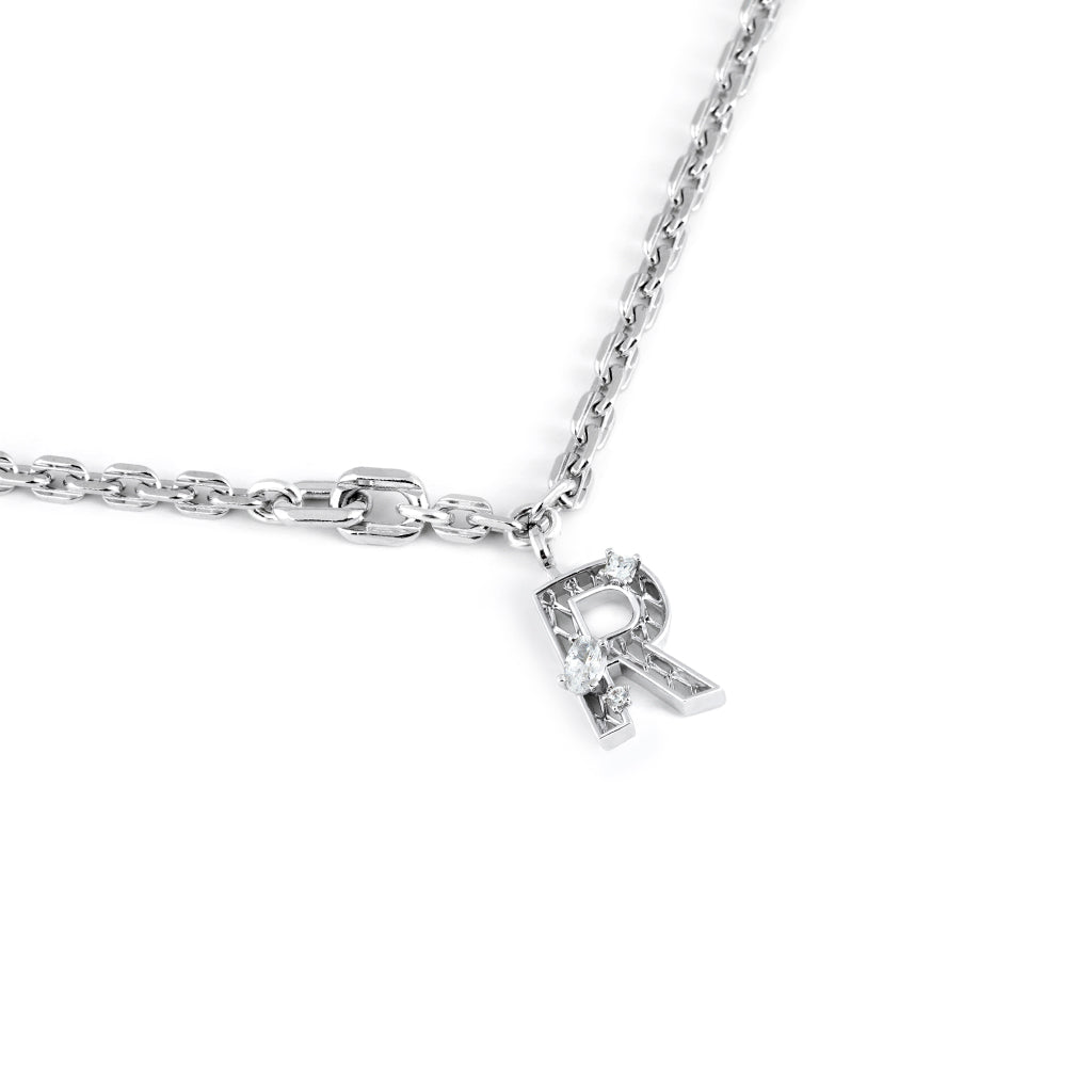 New Alphabet R Bracelet [White gems]