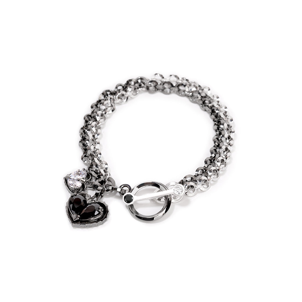 Love Song No.2 Bracelet [White gems/Black gold]