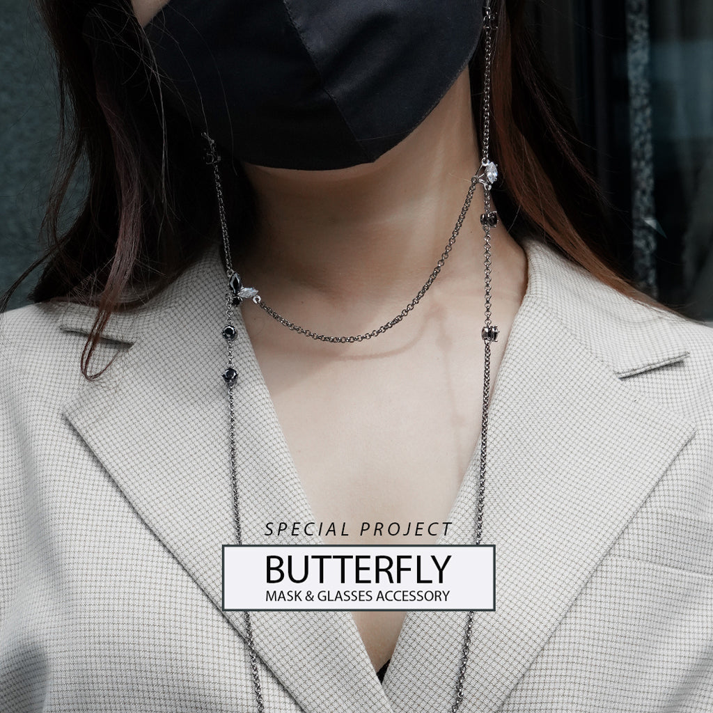 Butterfly Mask&Glasses Accessory [Black gems]