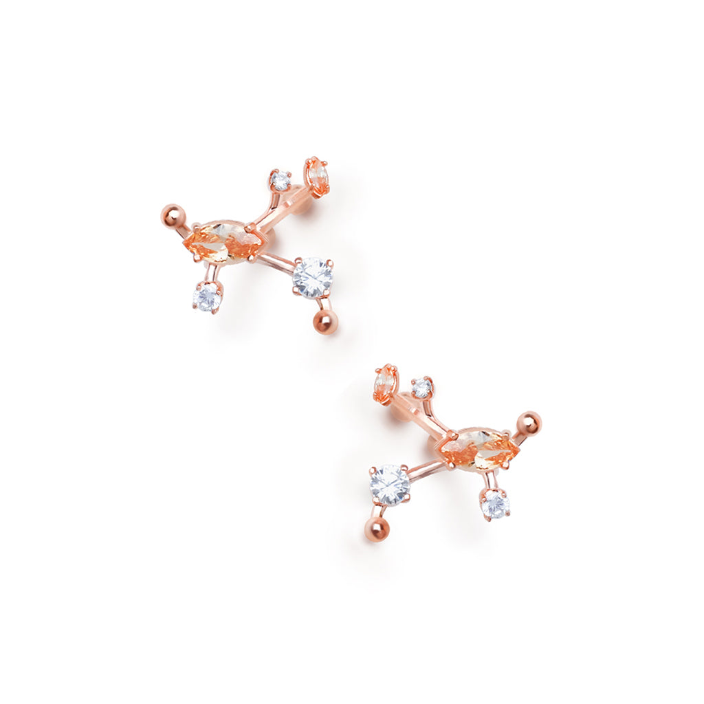 Ivy 2nd Sister Cuff Earrings [Champagne/White gems]