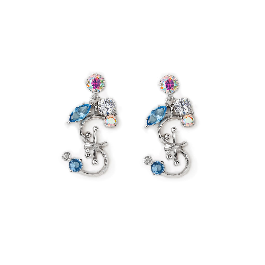 Alphabet X Willow Earrings [Unicorn/Light blue/White gems]