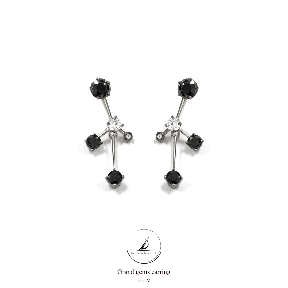 Grand Gems (M) Earrings [Black gems]