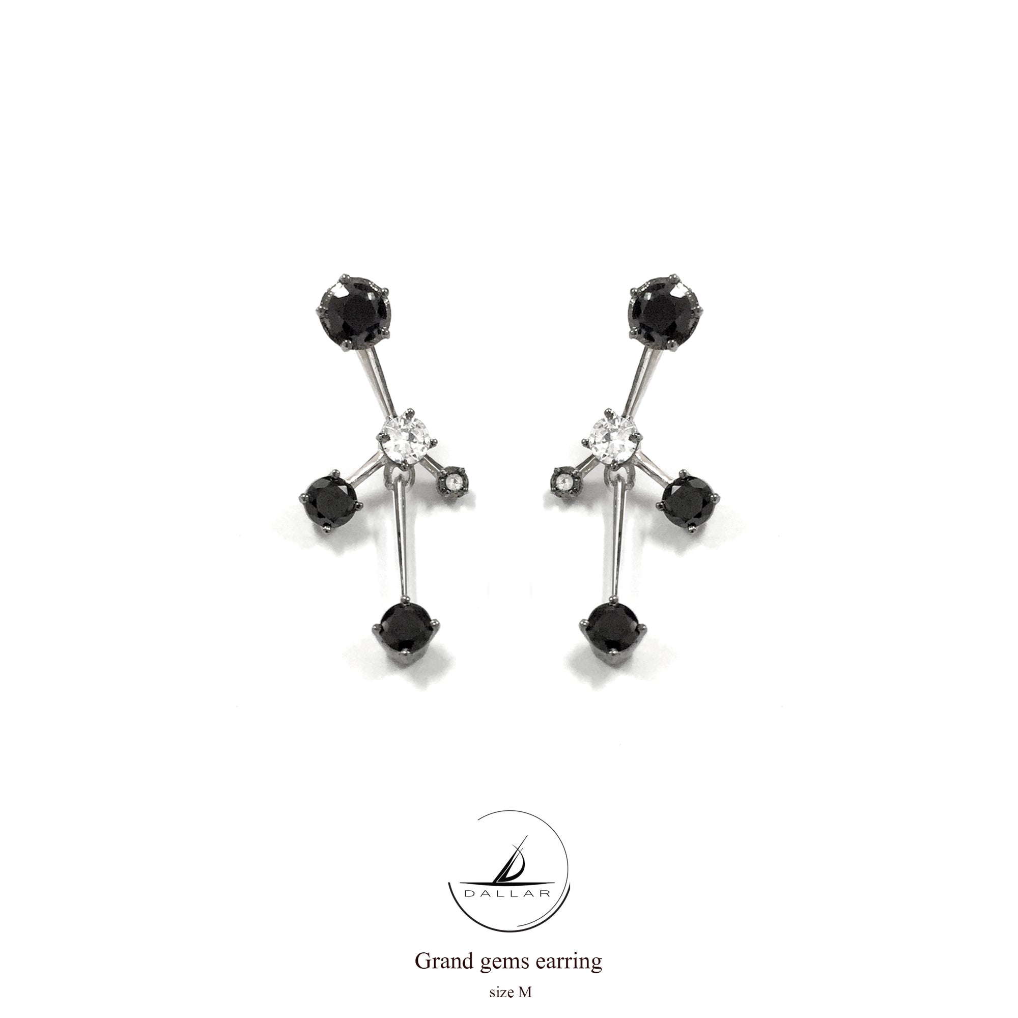 Grand Gems (M) Earrings [Black gems]