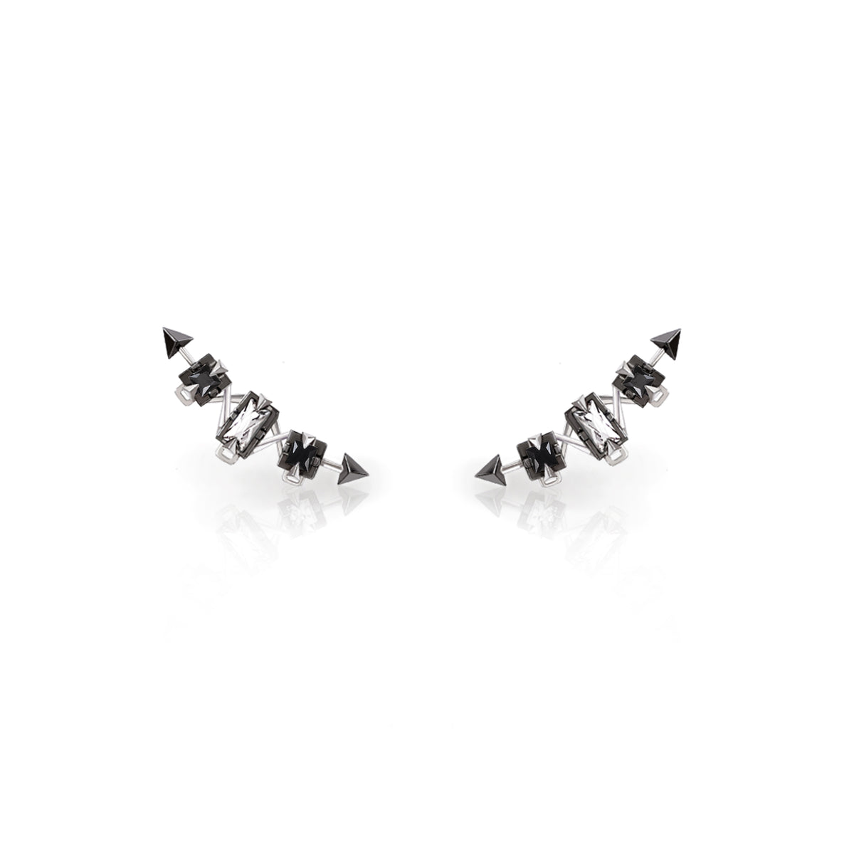 Hunter Earrings [Black/White gems]