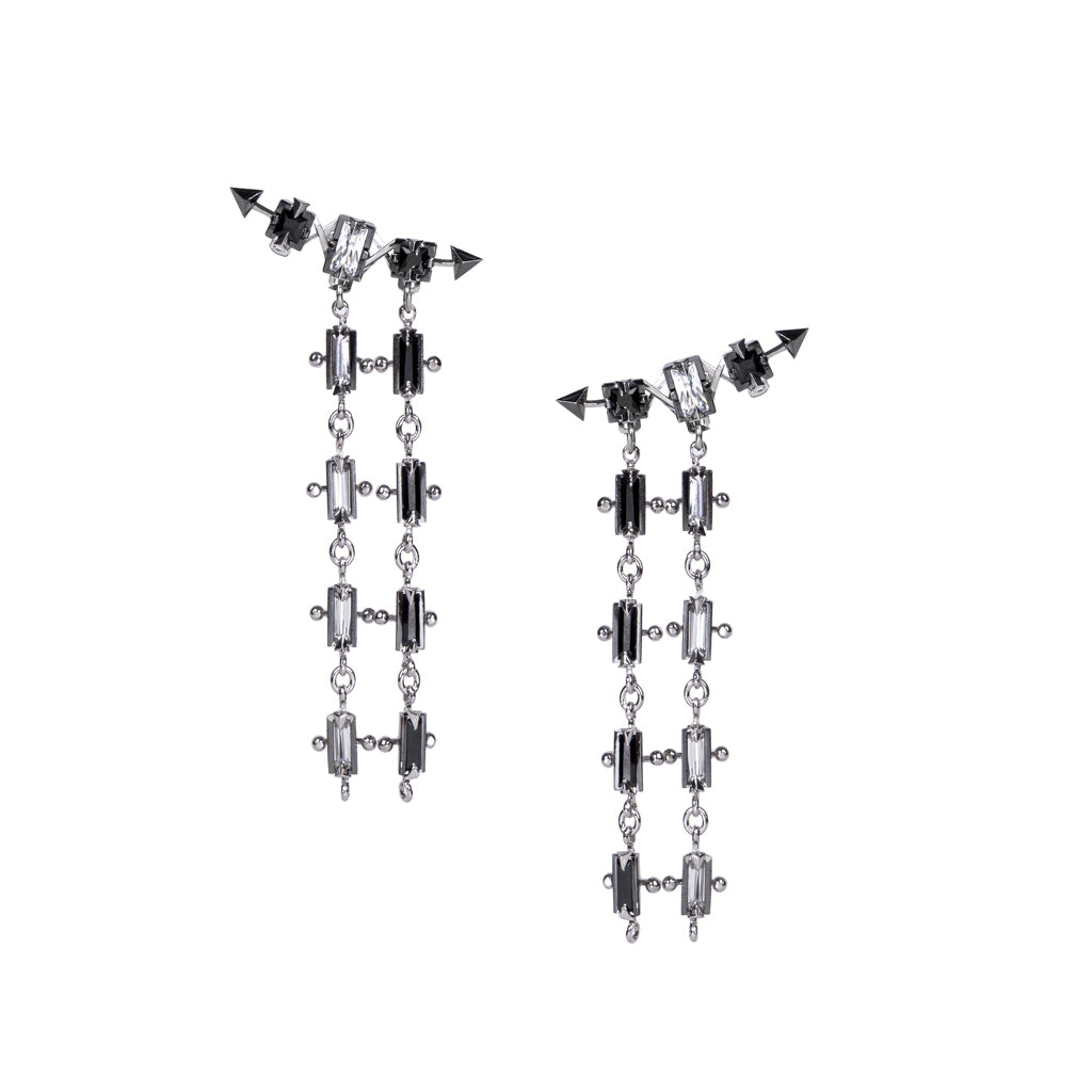 Hunter Charming No.2 Earrings [Black/White gems]