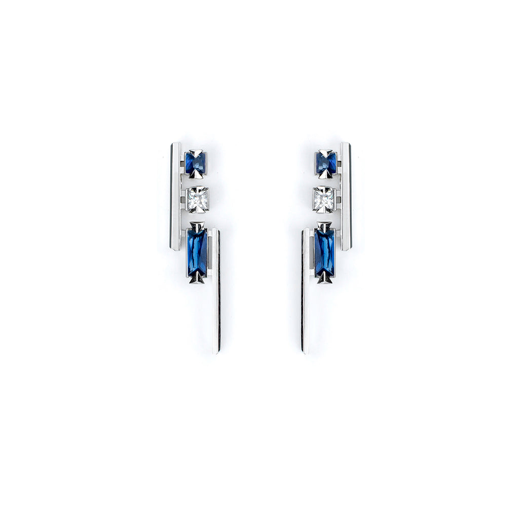 Pilot No.1 Earrings [Blue/White gems]