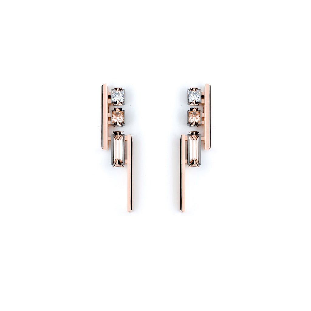 Pilot No.1 Earrings [Champagne/White gems]