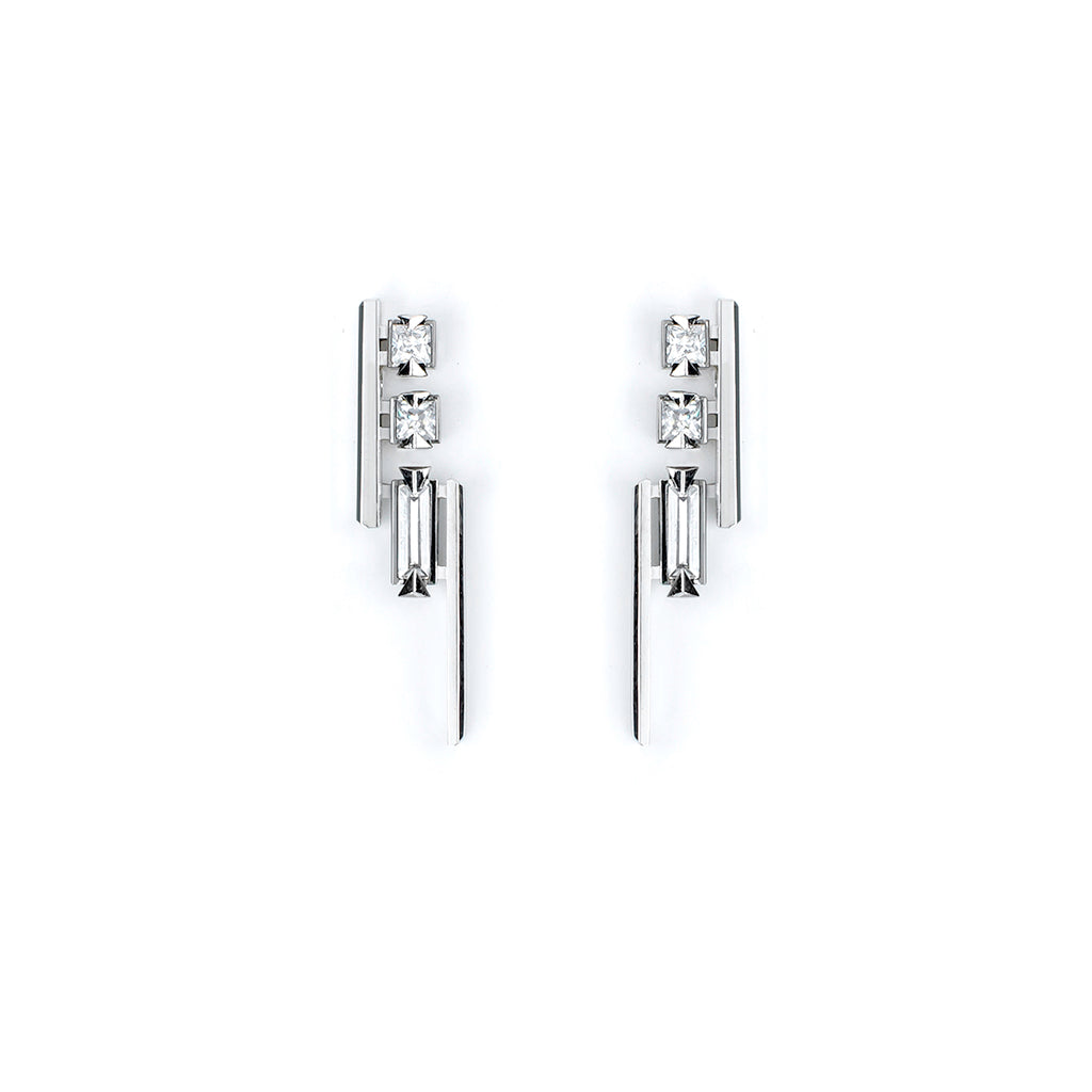 Pilot No.1 Earrings [White gems]