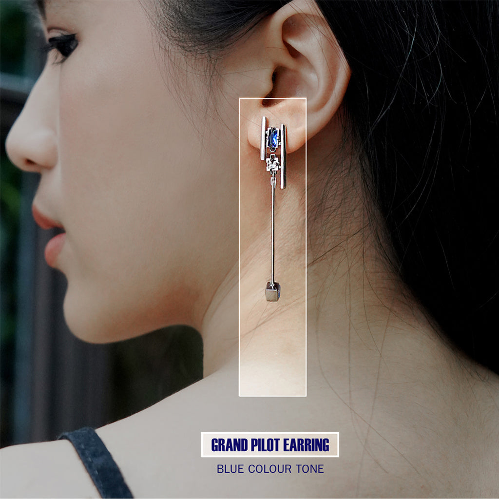 Grand Pilot Earrings [Blue Gems]