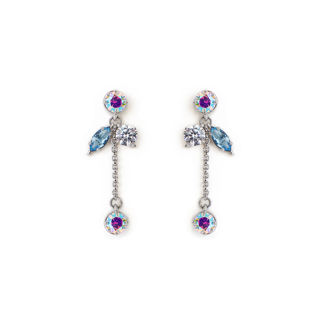 Willow Long Earrings [Unicorn/Light blue/White gems]