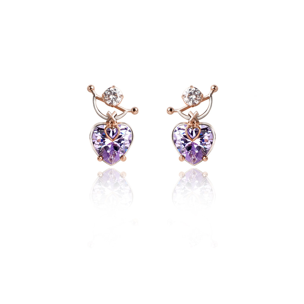 Heart Stud Earrings [Lavender gems]