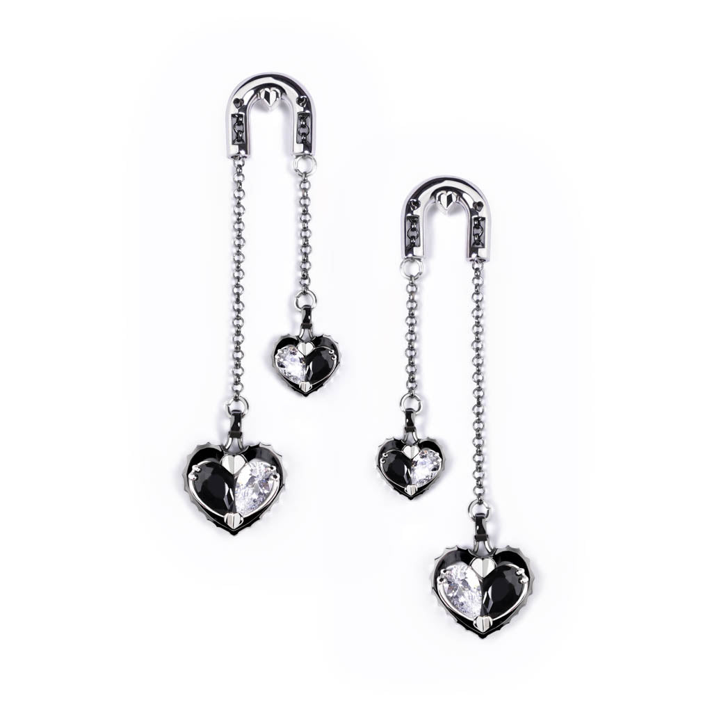 Love Song Long Earrings [Black gems]