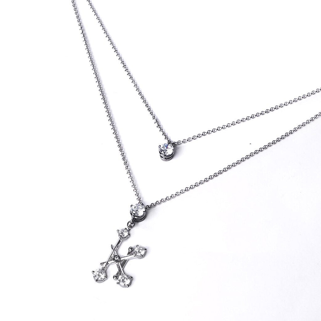 Alphabet K Necklace [White gems]