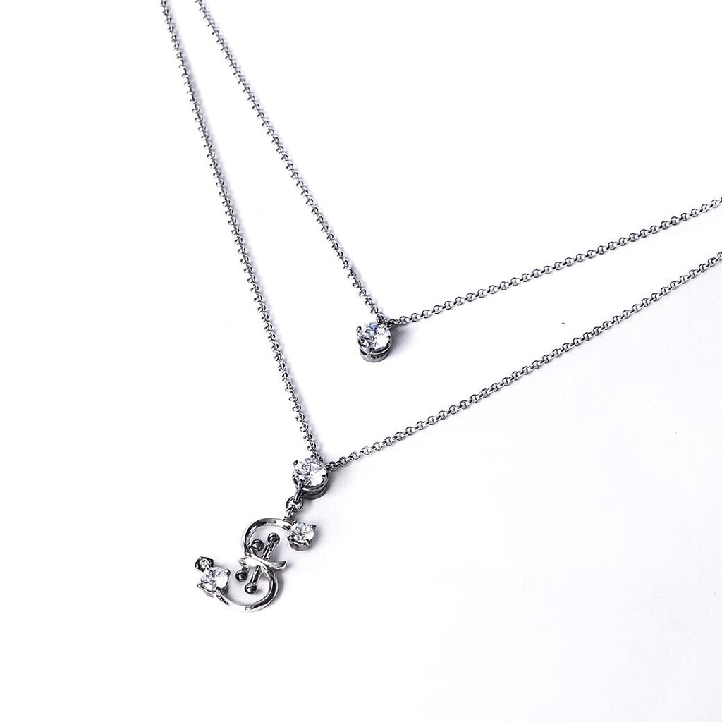 Alphabet S Necklace [White gems]