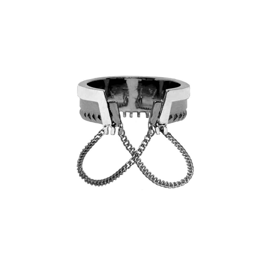 Chandelier Chain No.3 Ring [White/Black gold]