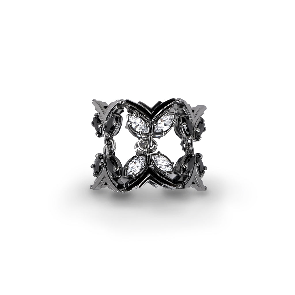 Double Grand Butterfly ring [Black gold]