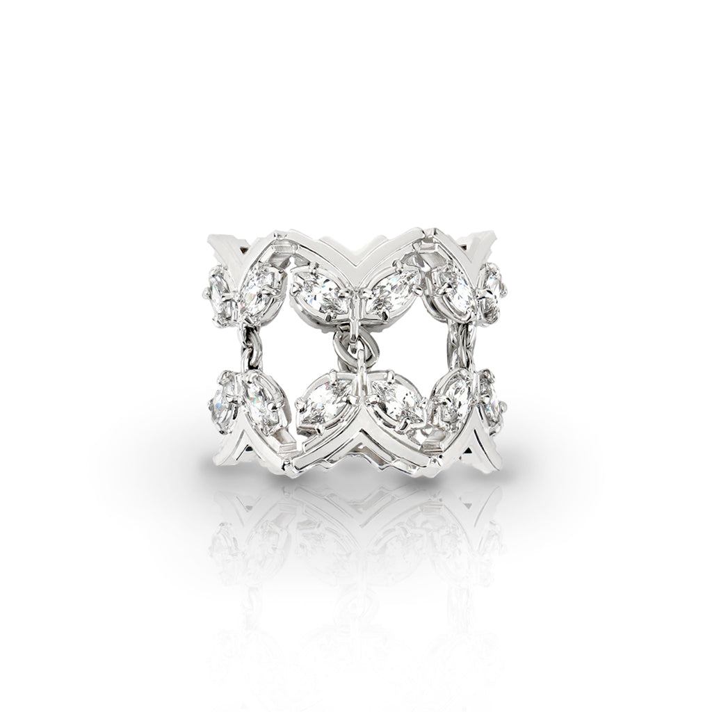 Double Grand Butterfly Ring [White gold]