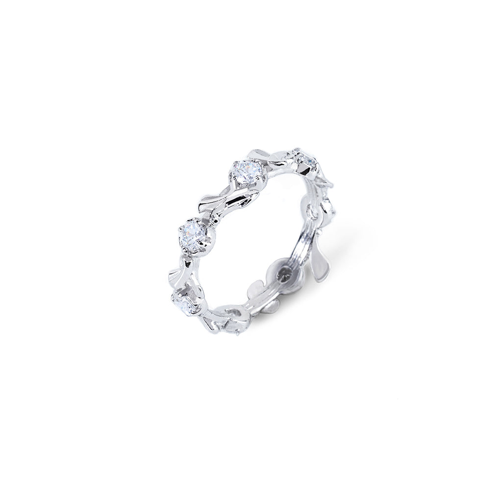 Dancing Floral Ring [White gold]