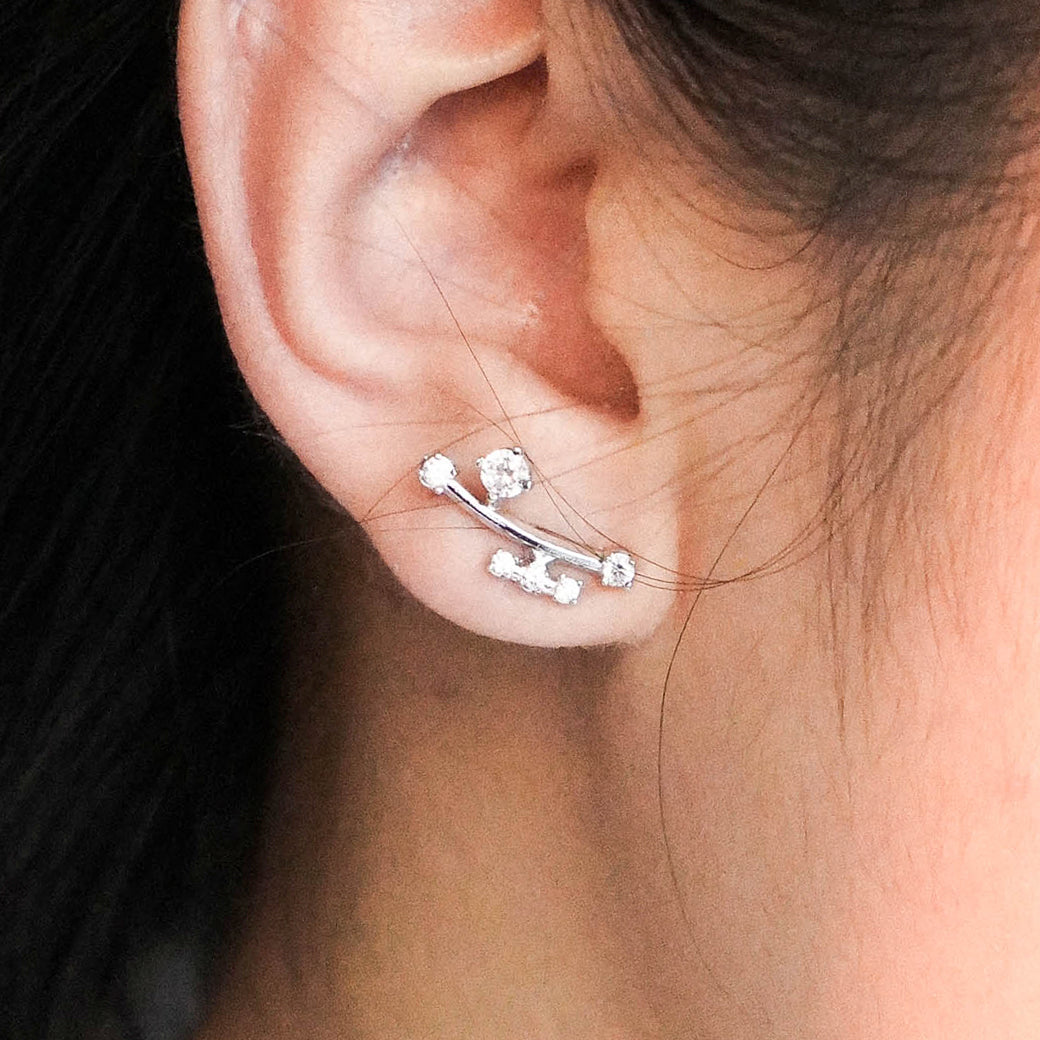 Ivy 3rd Sister Earrings [White gems]