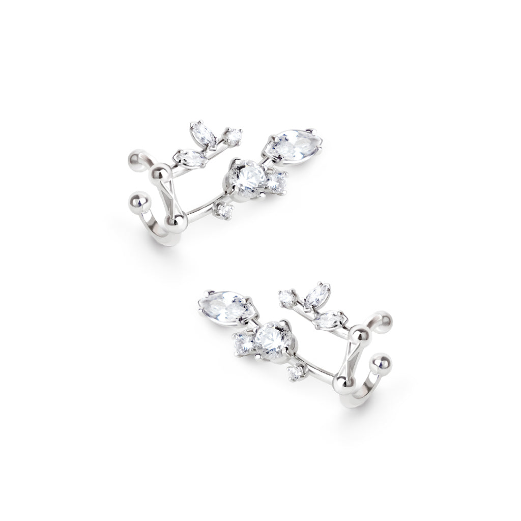 Ivy 1st Sister Cuff Earrings [White gems]