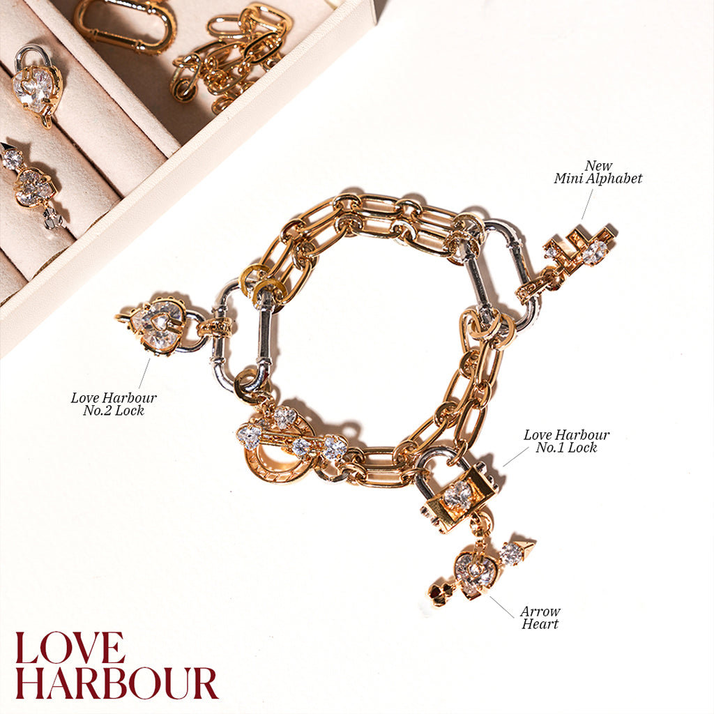 Richy Love Harbour Bracelet [White gems/Yellow gold]