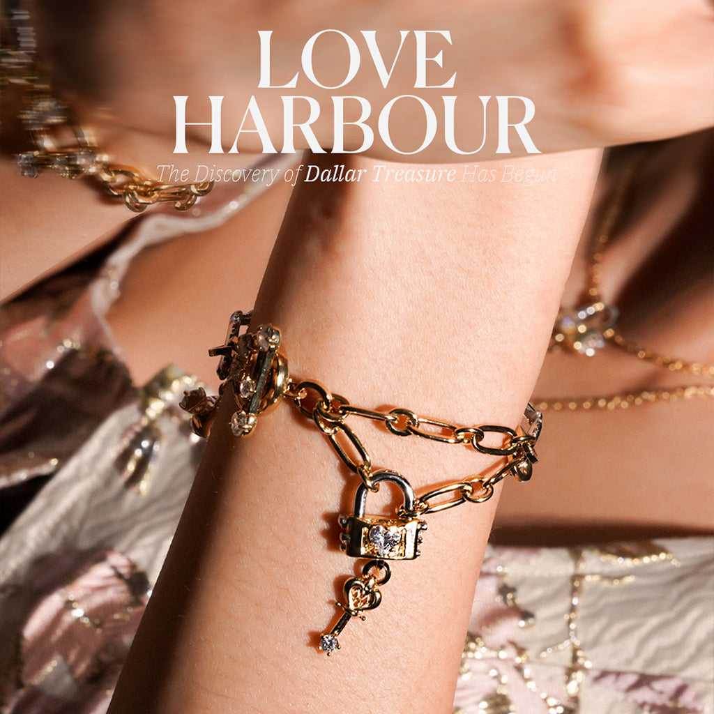 Richy Love Harbour Bracelet [White gems/Yellow gold]