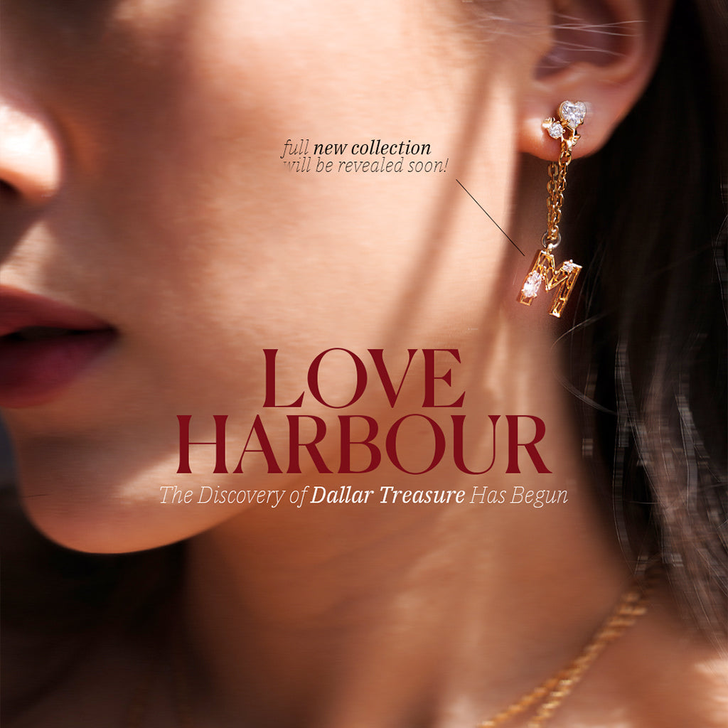 Richy Love Harbour Earrings [White gems/Yellow gold]