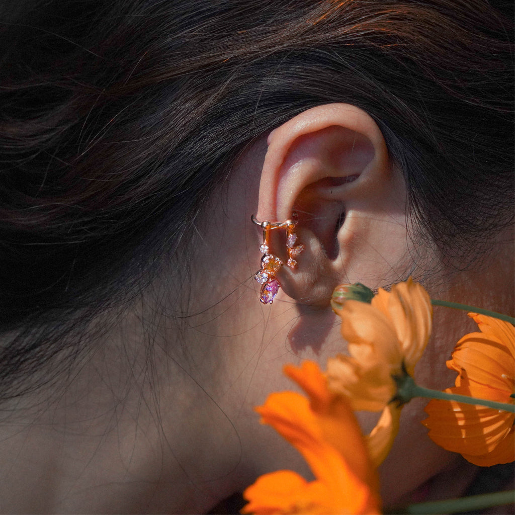 Ivy 1st Sister Cuff Earrings [Lavender/Champagne gems]