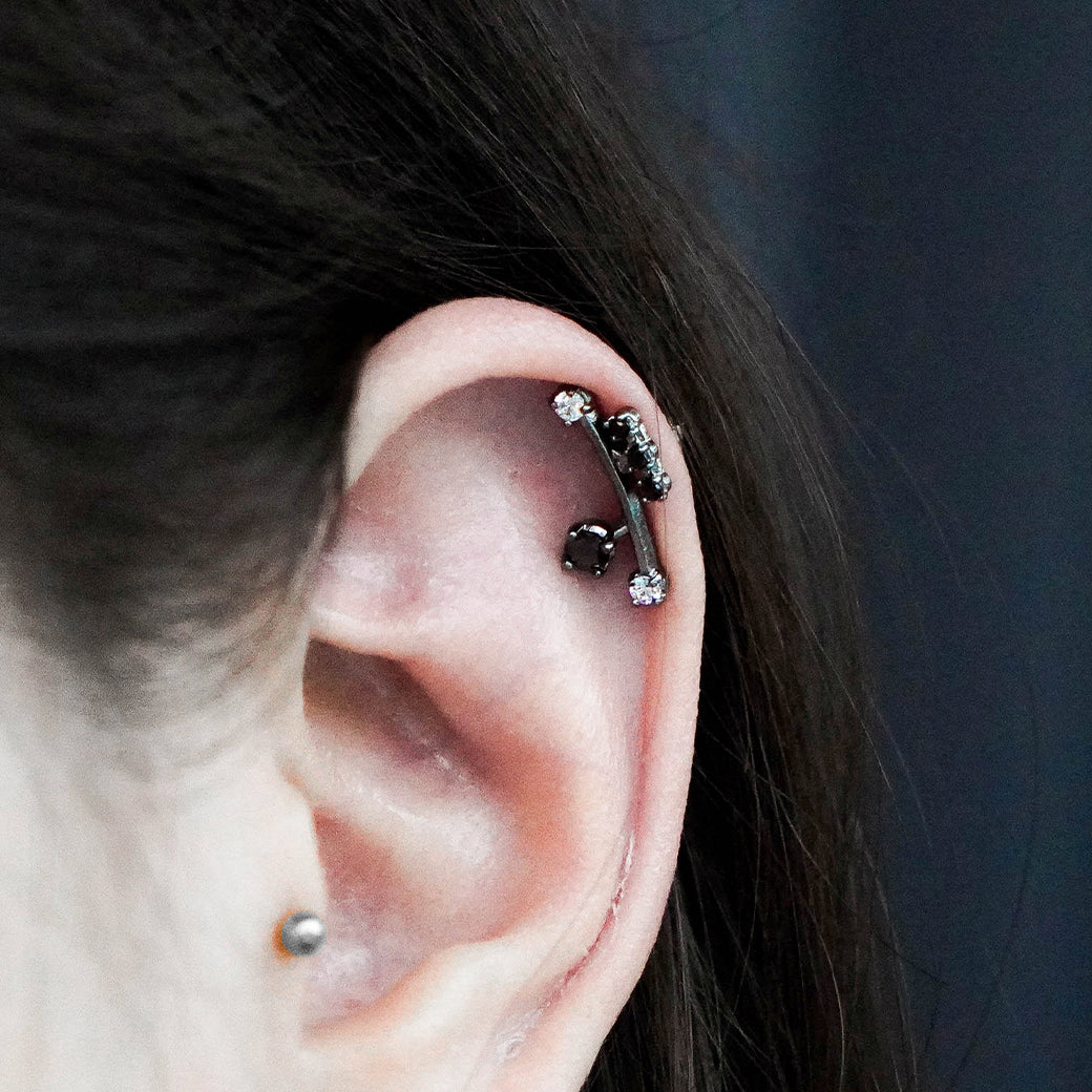 Ivy 3rd Sister Earrings [Black/White gems]