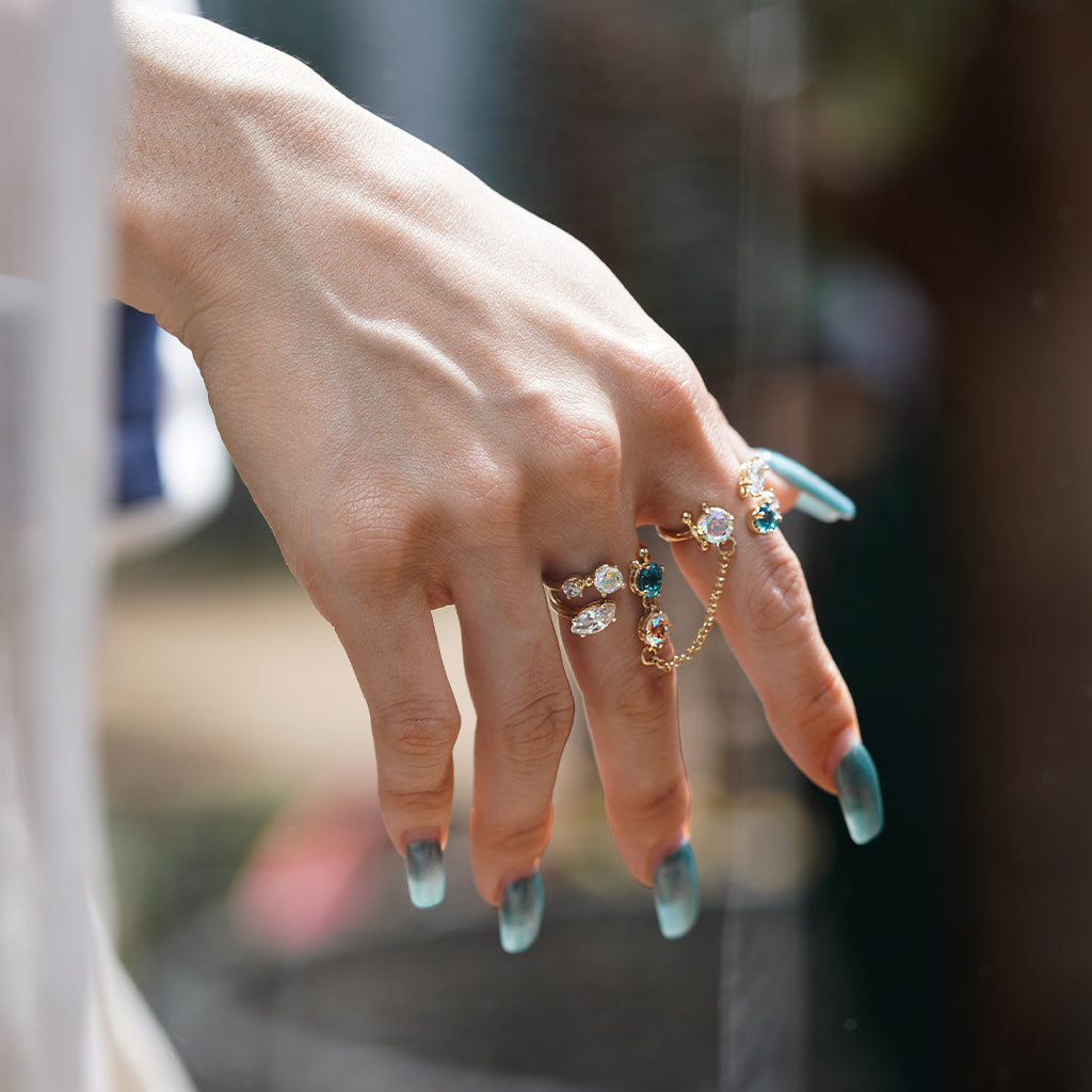 Pixie Dust Ring with Chain [Ariel/Unicorn gems]