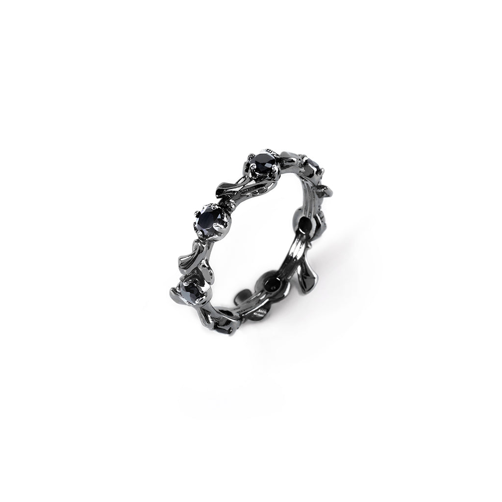 Dancing Floral Ring [Black gold]