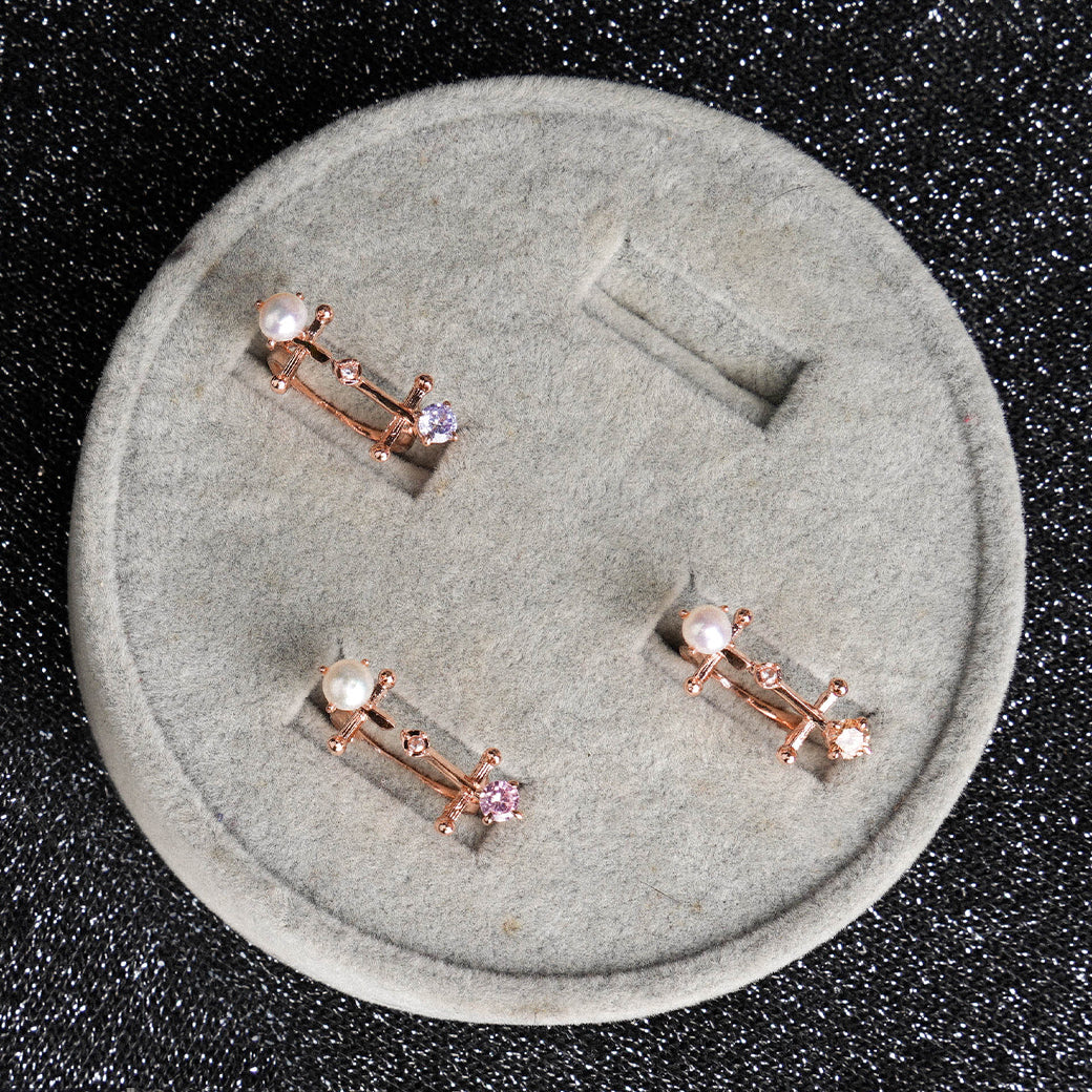 Mini Gems X Pearl Ring [Pink gold]