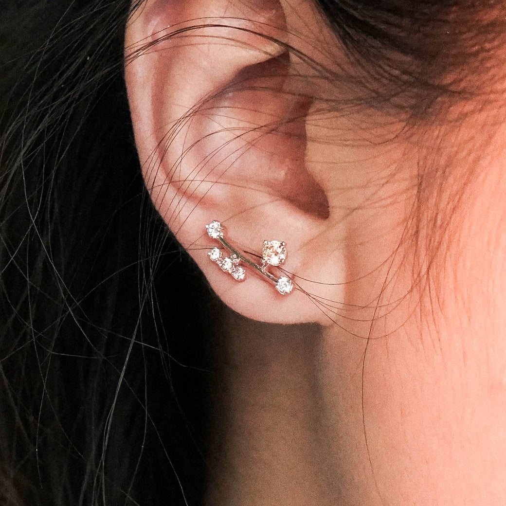 Ivy 3rd Sister Earrings [Champagne/White gems]