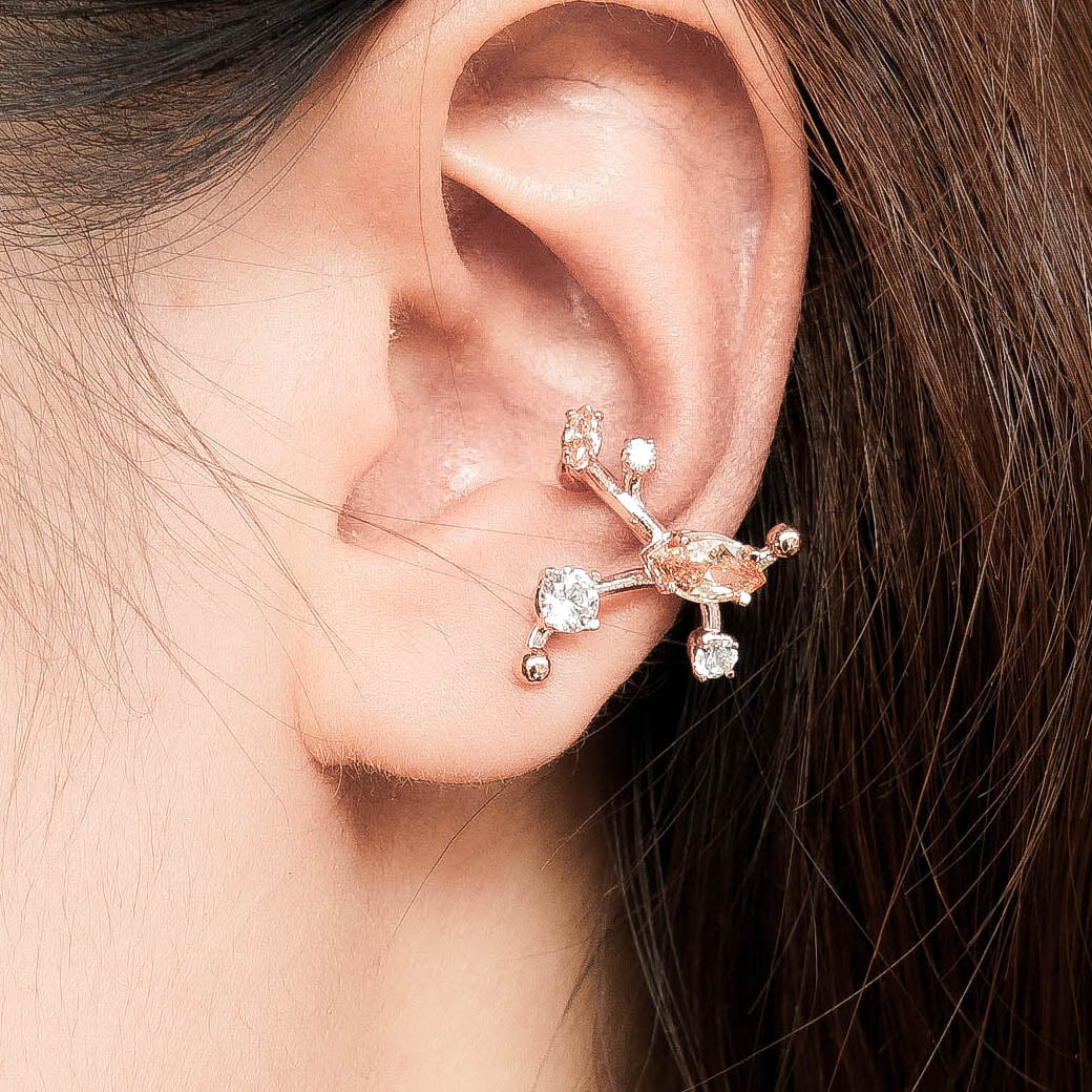Ivy 2nd Sister Cuff Earrings [Champagne/White gems]